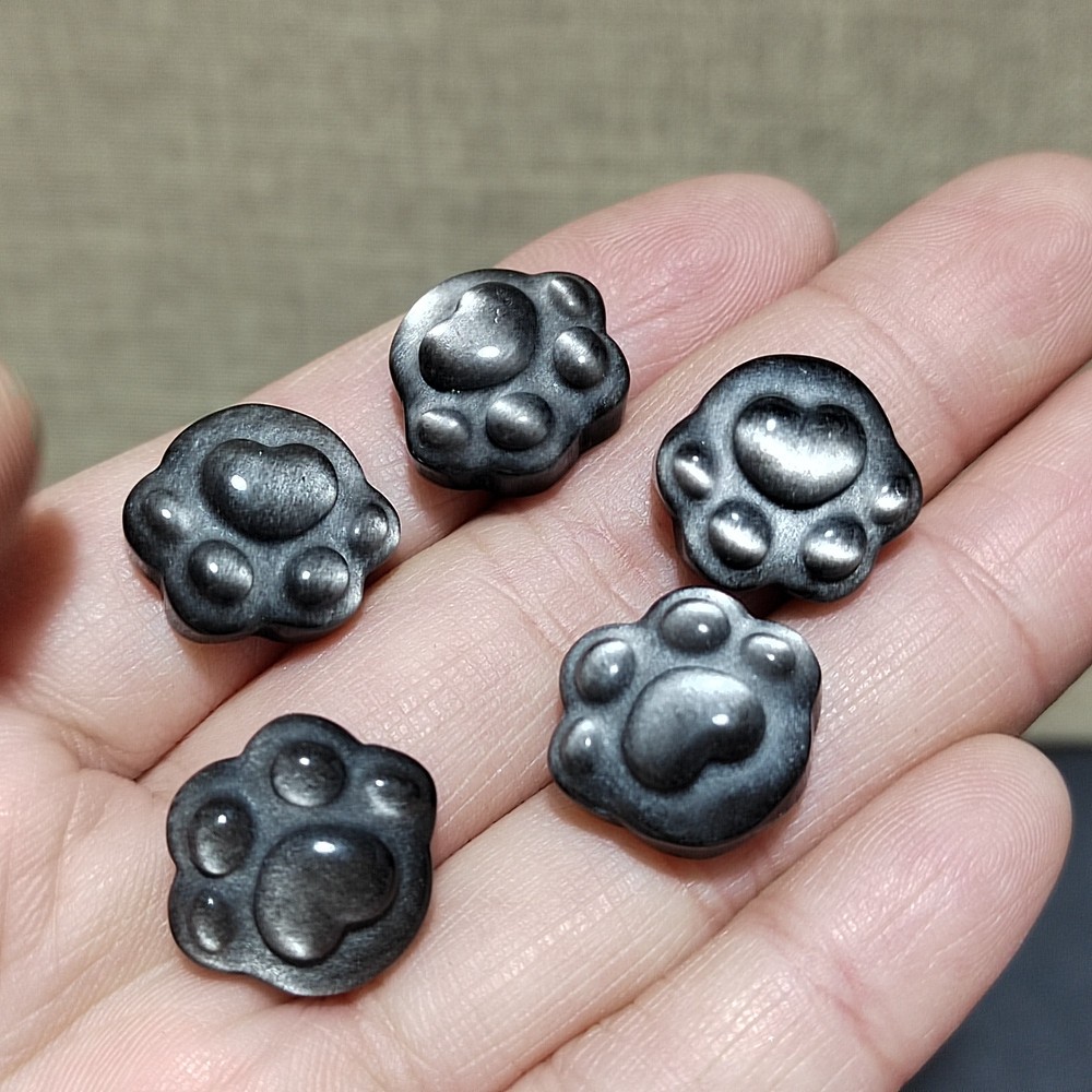 5pcs Natural Silver Obsidian Cat Claw Skull Carved Quartz Crystal Skull healing