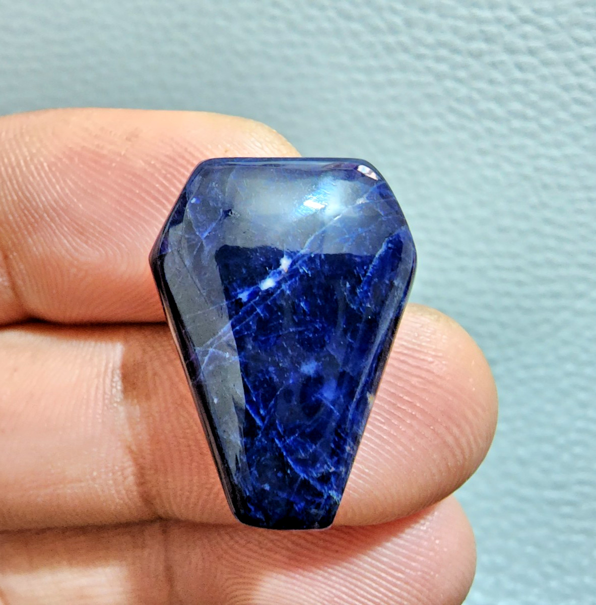 Excellent Top 17 Crt African Sodalite Cabochon Coffin Shape Stone Jewelry Making
