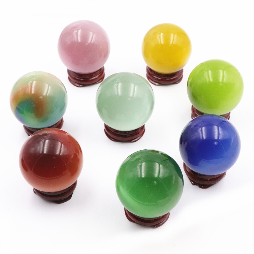Beautiful Rare Natural Cat’s Eye Stone Balls Quartz Crystal Reiki Healing Sphere