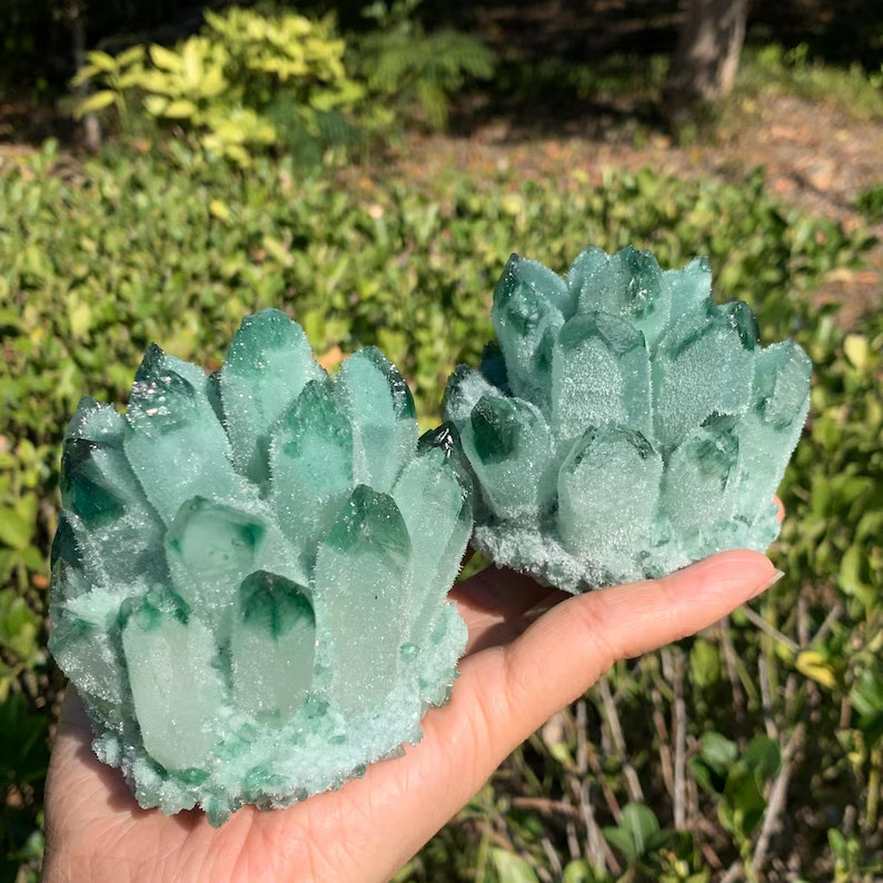 300g+ New Find Raw Green Ghost Phantom Geode Cluster Mineral Specimen Crystal