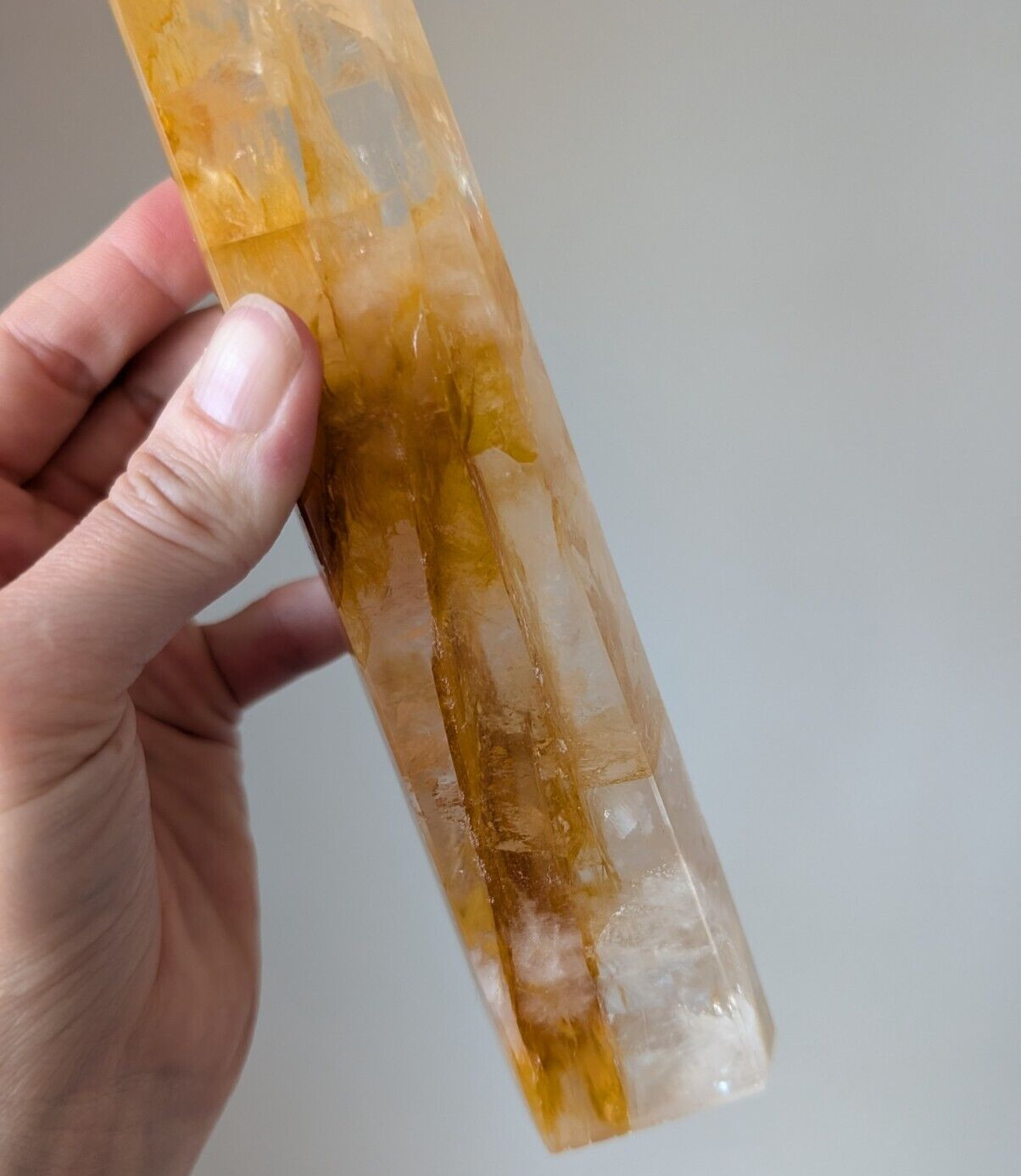 Golden Healer Tower Point Crystal Quartz Large Big Tall Chakra Gemstone Wand