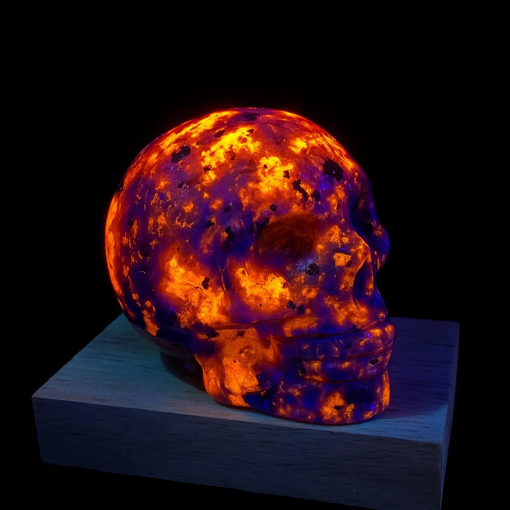 Natural Yooperlite Crystal Skull Carved Gemstone Healing Garden Home Decor Gift