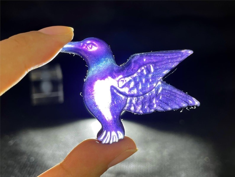 2.2” Natural Fluorite hummingbird carved reiki crystal Statue decor gift 1pc