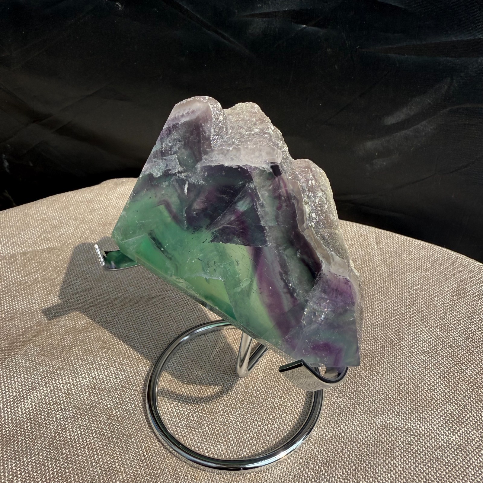 290g Natural Watermelon Fluorite Slice Mineral Crystal Healing