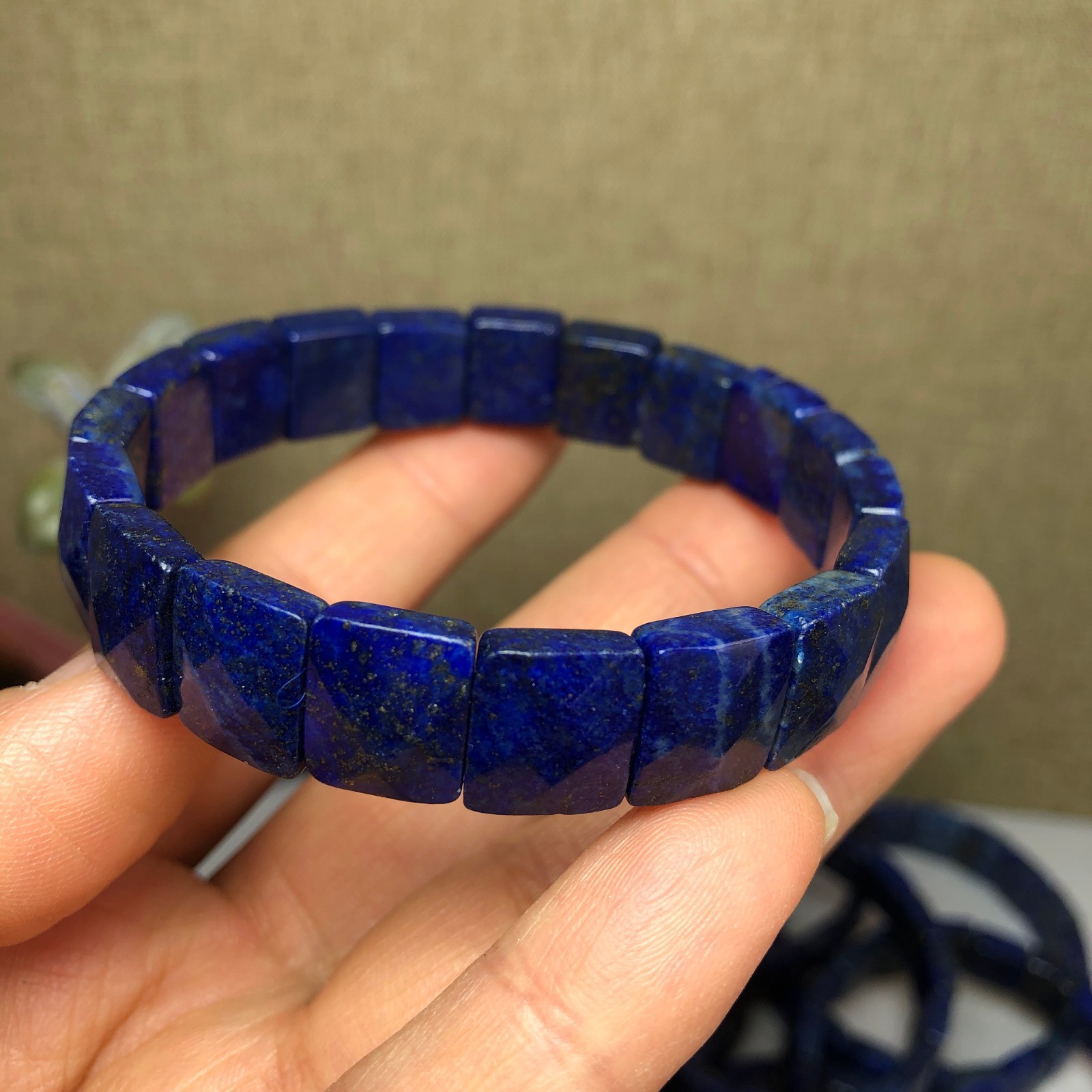 1pcsNatural lapis lazuli Stone Bracelet Brown Gemstone Stretch Bracelet Handmade