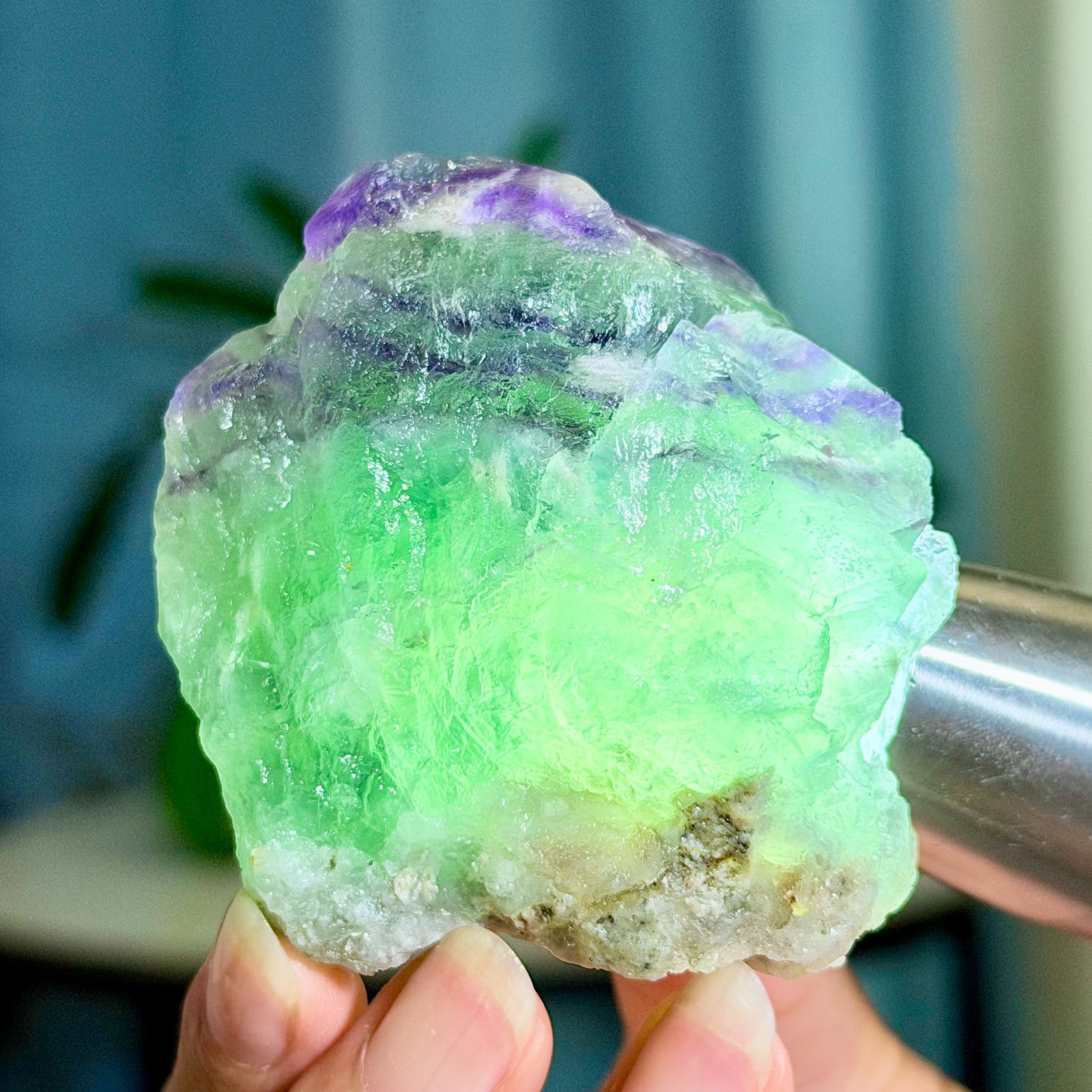 182G Rare transparent green cubic fluorite mineral crystal sample/China