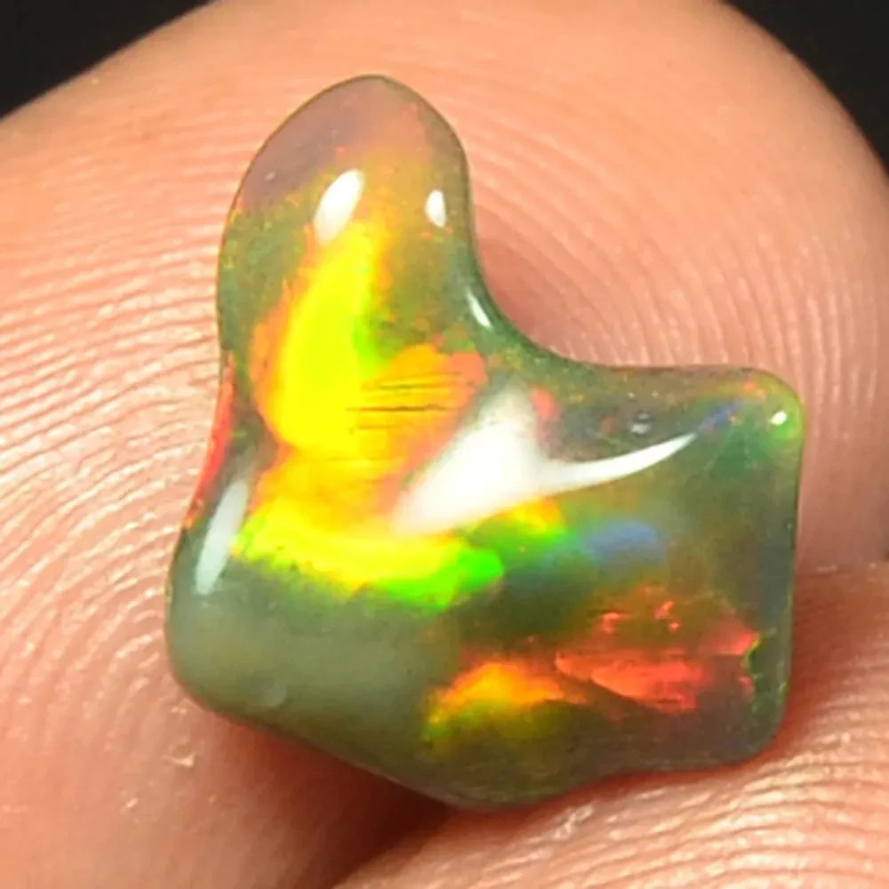 Ethiopian Fire Black Opal rough, Polished Natural Crystal, Healing Stone 1 pcs