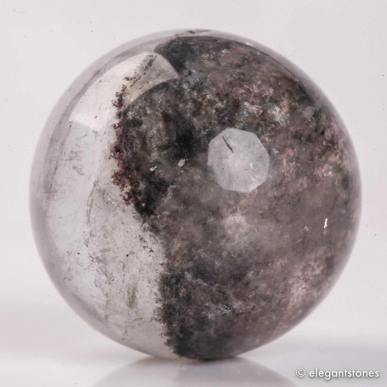 56g34mm Natural Garden/Phantom/Ghost/Lodolite Quartz Crystal Sphere Healing Ball