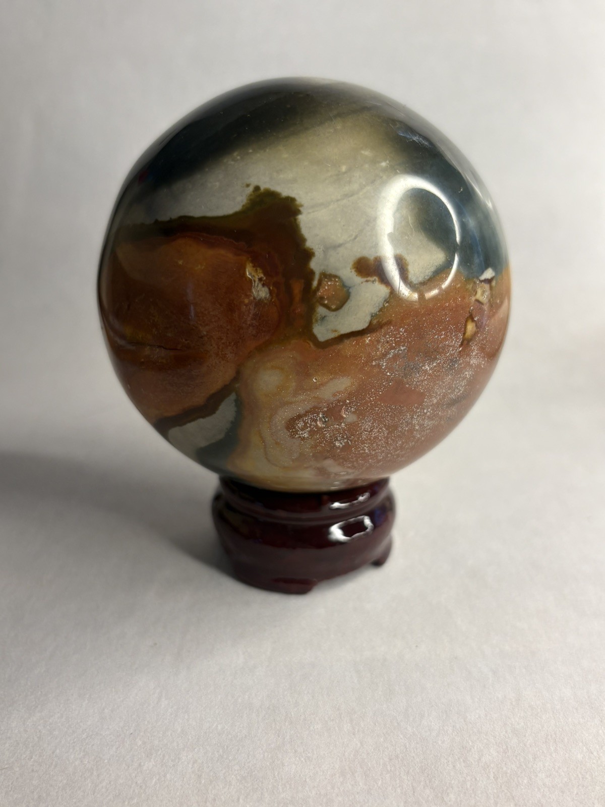 3” Polychrome Jasper Sphere Desert Jasper Crystal Ball Orb Scenic Pattern