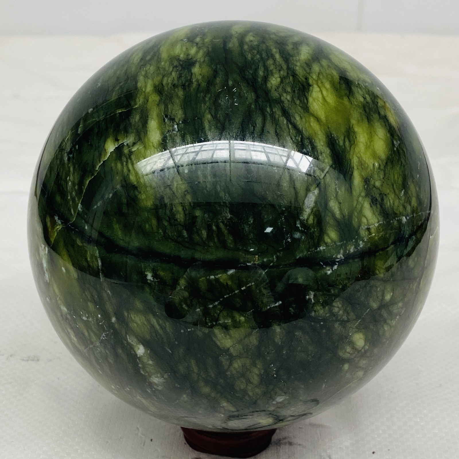 Natural Southern Jade Sphere Green Serpentine Crystal Ball Healing 2740g 6LB