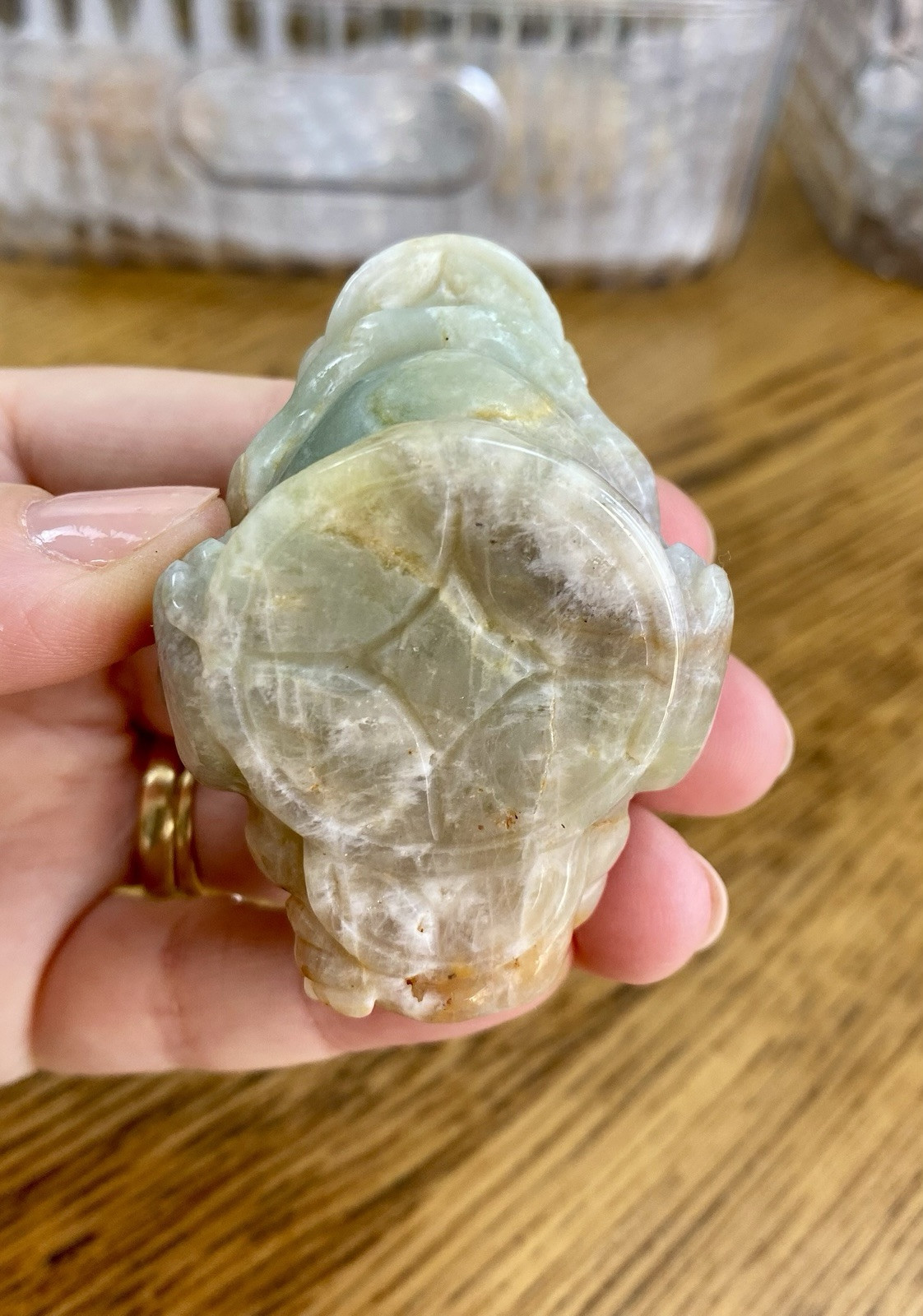 Crystal Caribbean Calcite 3 Leg Money Toad Frog Coin Shui Prosperity 103g (4)