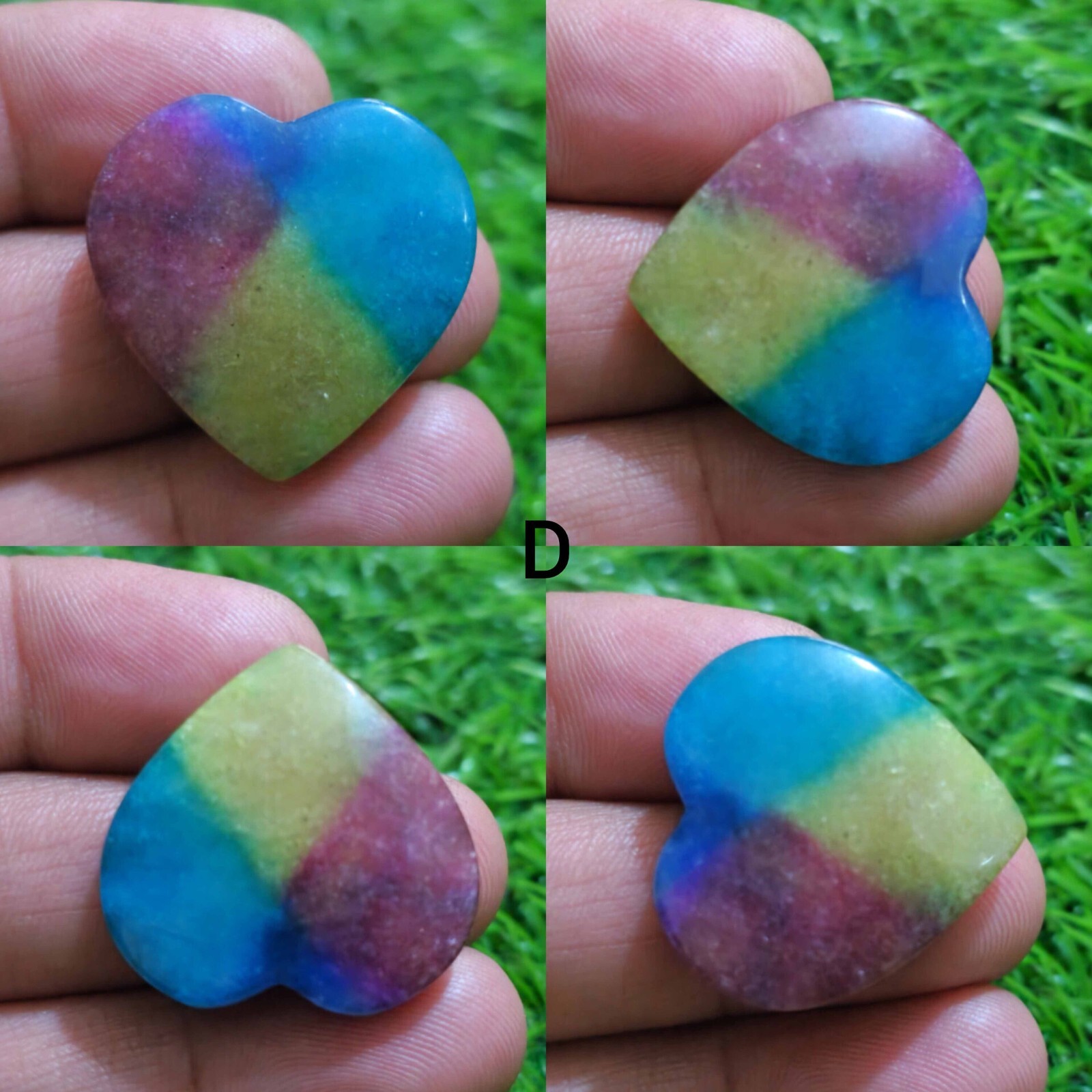 AA+ Rainbow Solar Quartz Heart Shape Cabochon Loose Gemstone Jewelry For Making