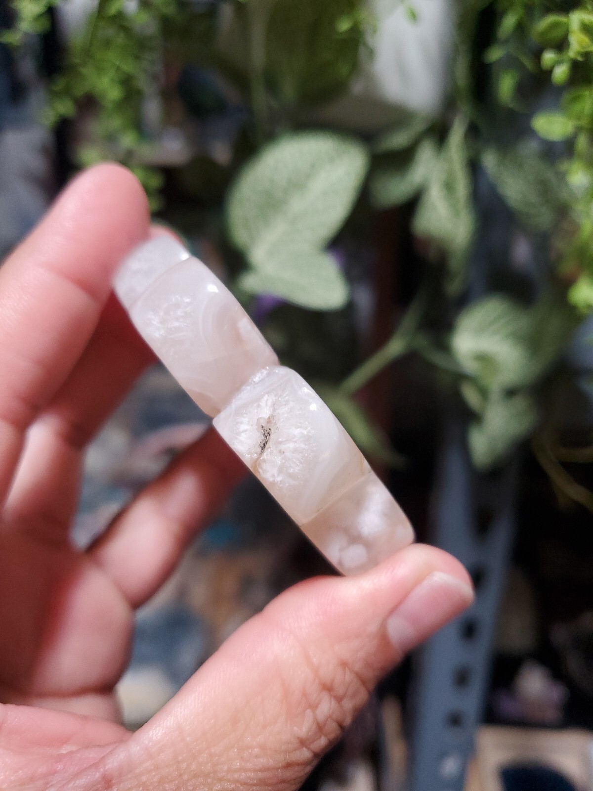 104g Natural Flower Agate Four-leaf Clover Crystal Quartz BIN W