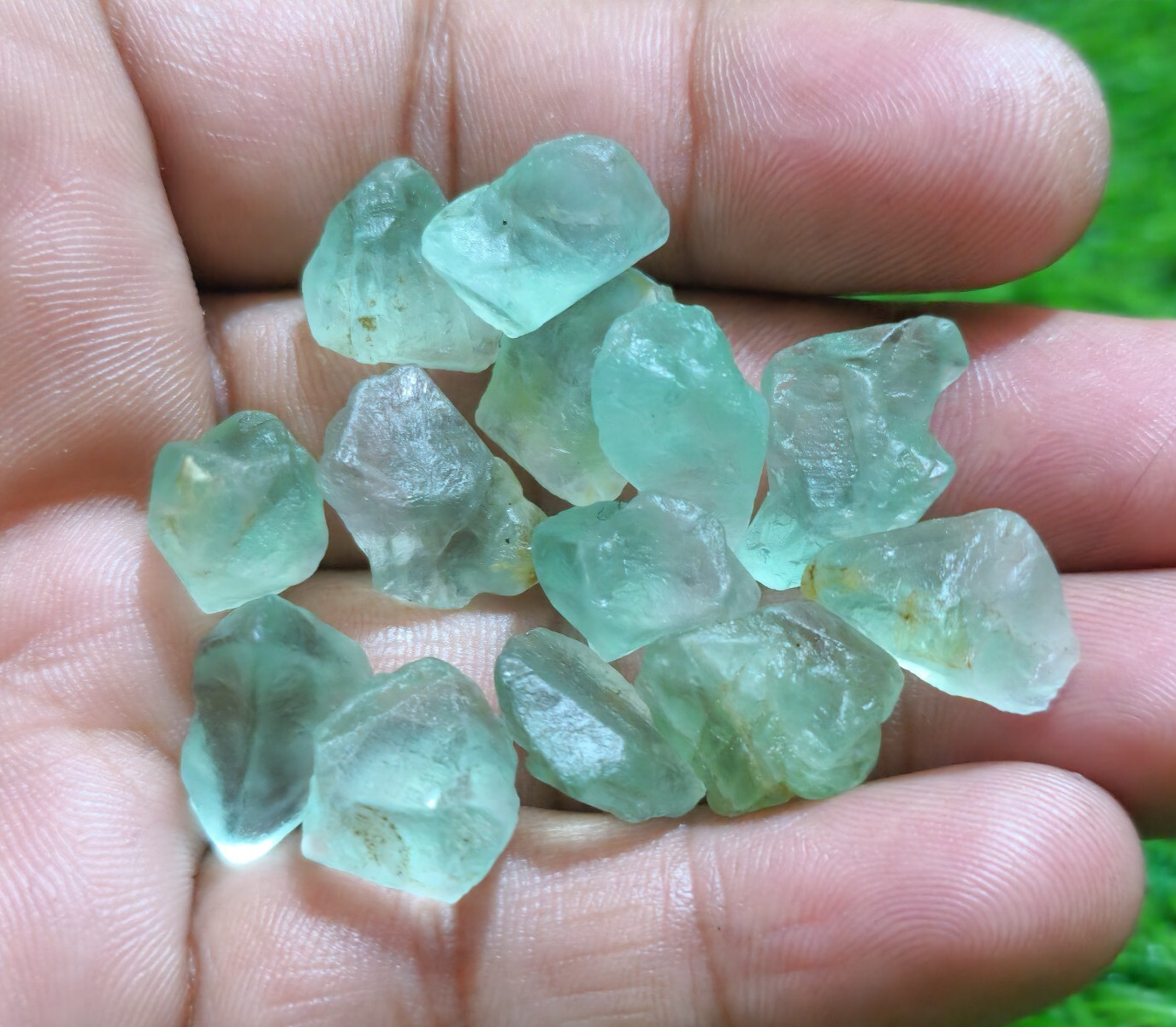 Excellent Green Fluorite Raw 13 Pcs 13-17 mm Loose Gemstone For Jewelry Making
