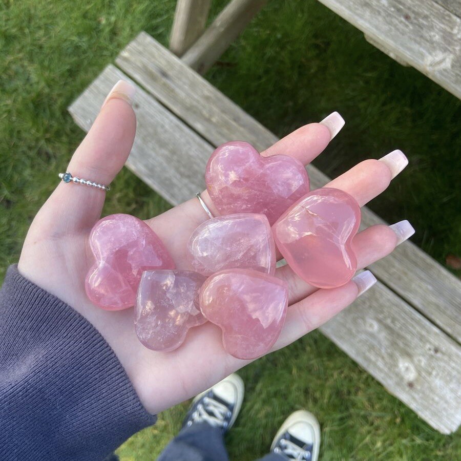 Rose Quartz Crystal Heart Gemstone Natural Healing Stones 1x 30g-50g