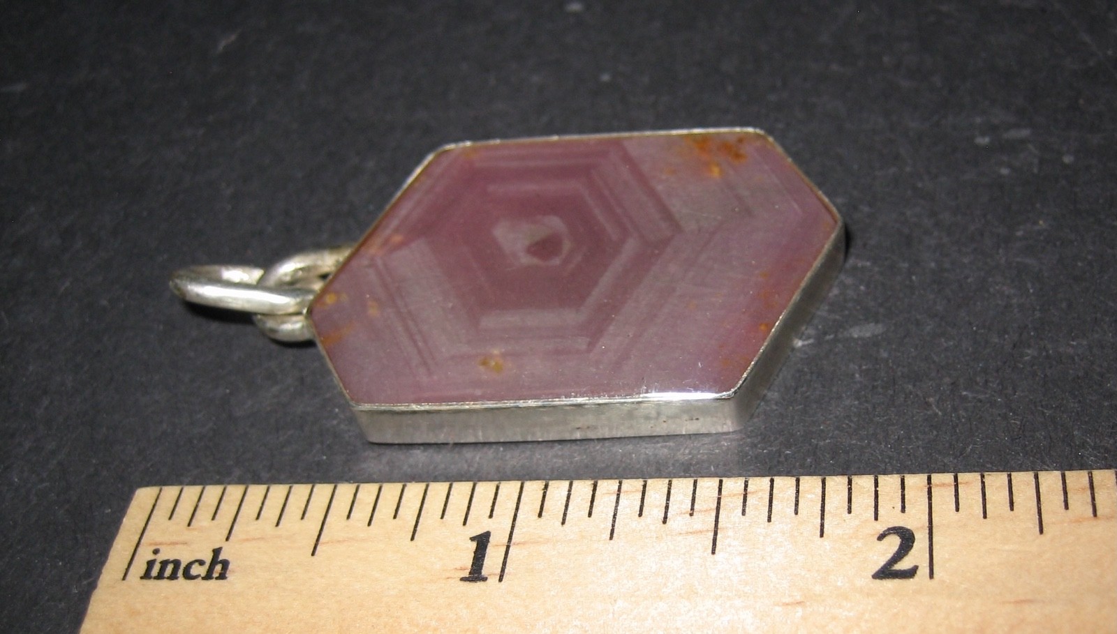36mm x 22mm RUBY CRYSTAL STONE MINERAL SILVER PENDANT TANZANIA W/ RESIN COATING
