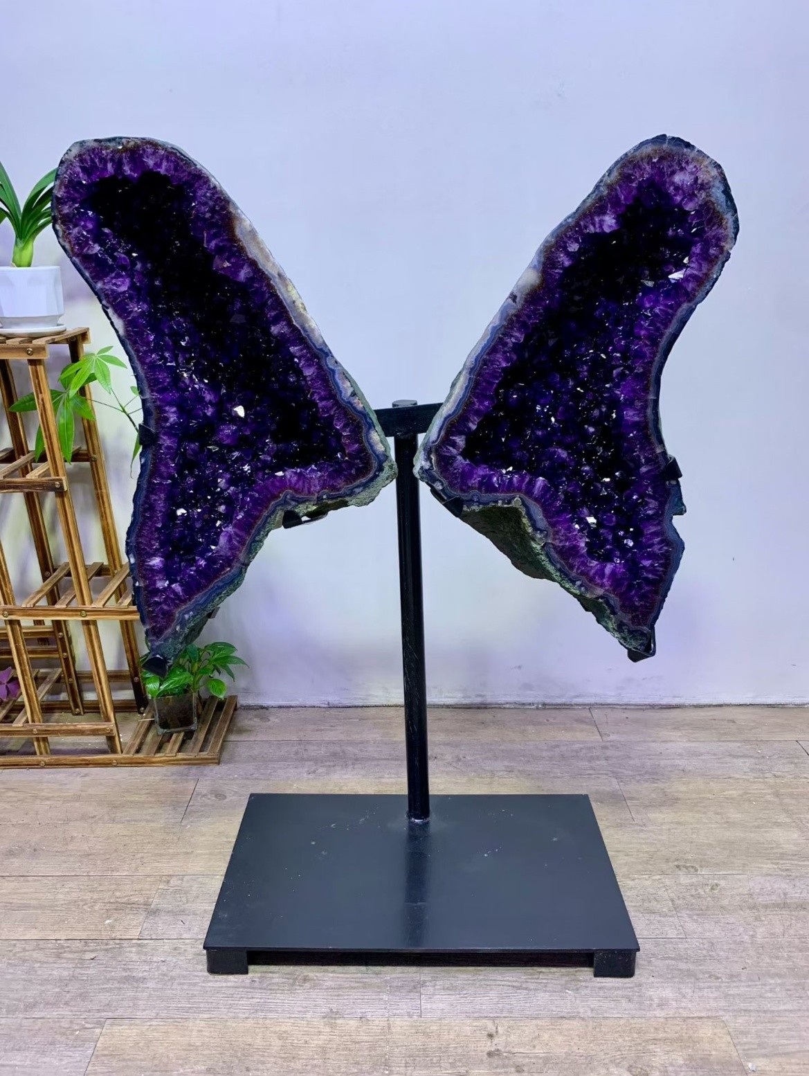 220LB Natural Raw Amethyst Cave, Butterfly Cave Crystal Specimen Decor + Stand