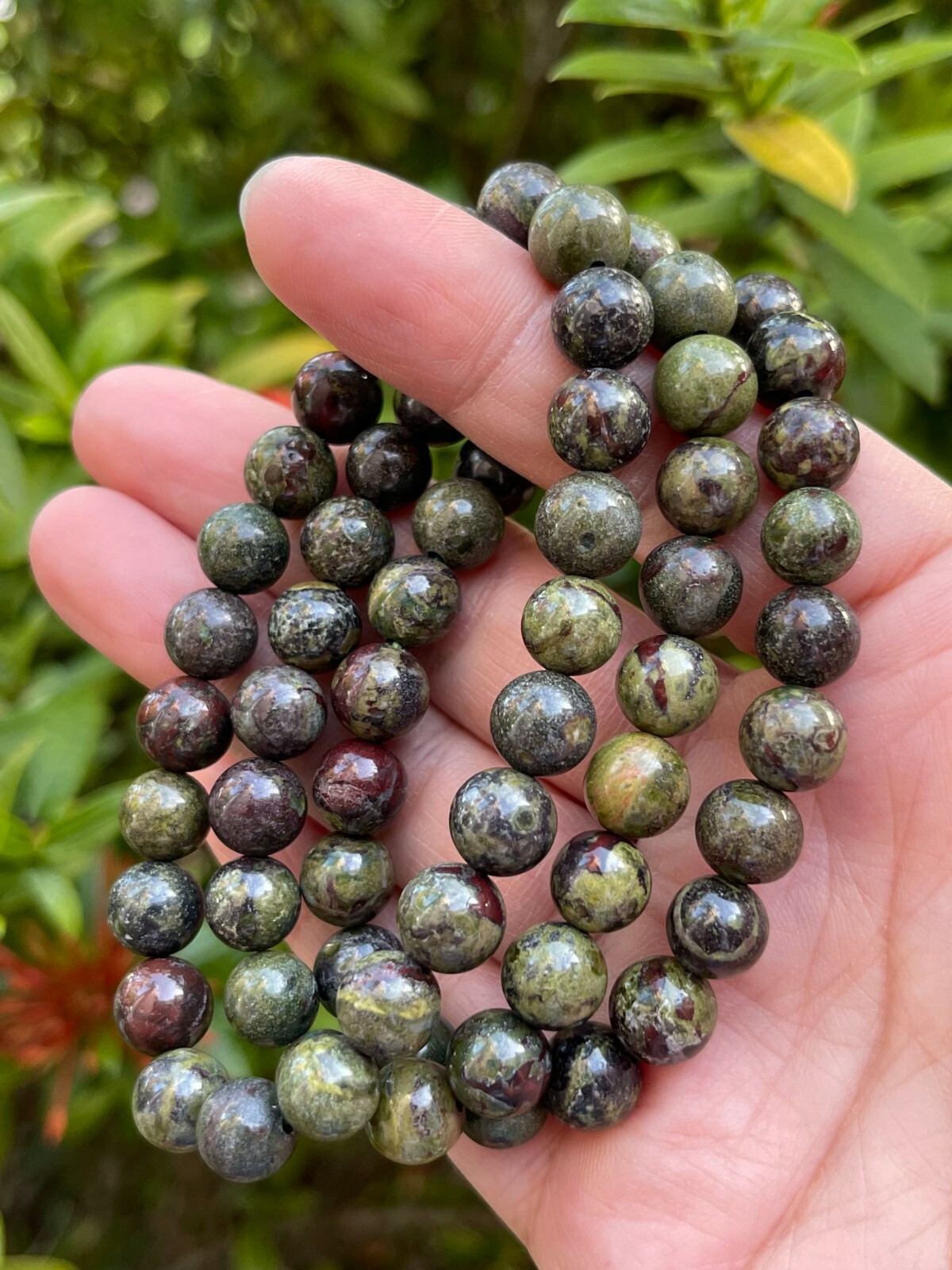 Grade A++ Dragons Blood Jasper Bead Bracelet 8mm, Genuine Gemstone Bracelet