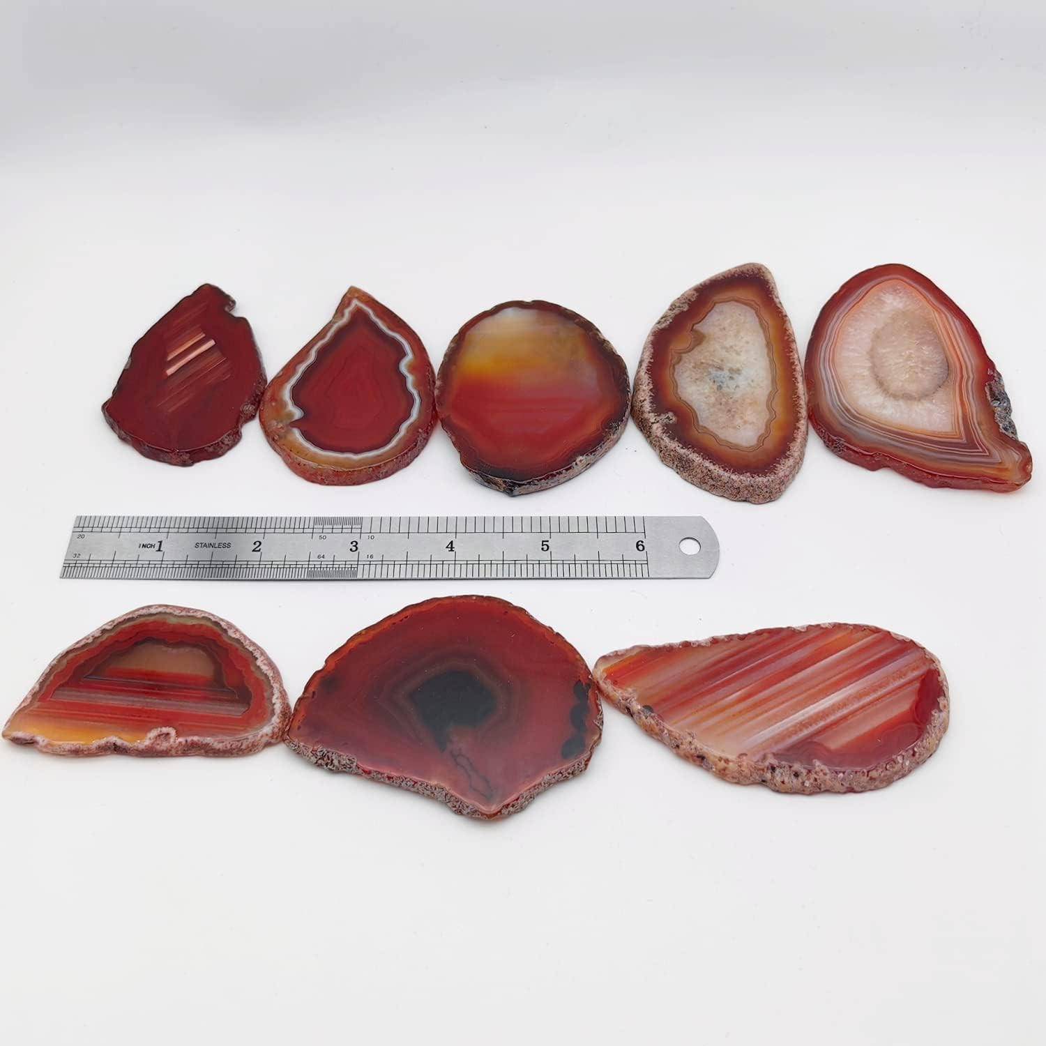 15Pcs Orange Red Agate Stone Slice Bulk Irregular Polished Agate Table Place Car