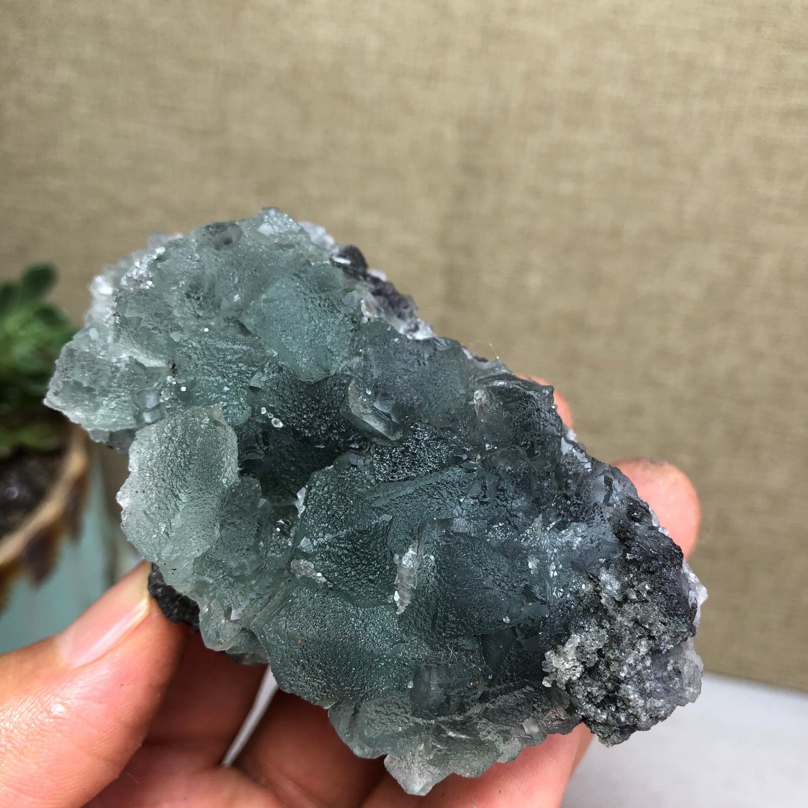 122g NATURAL Green Cubic FLUORITE Crystal Cluster Mineral Specimen A4738