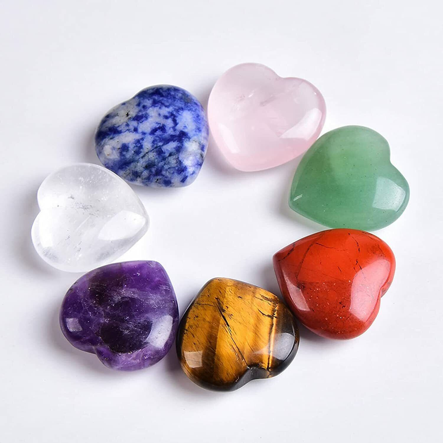 25PCS Crystal Hearts Natural Quartz Healing Gem Mini Crystal Heart Chakra Stones
