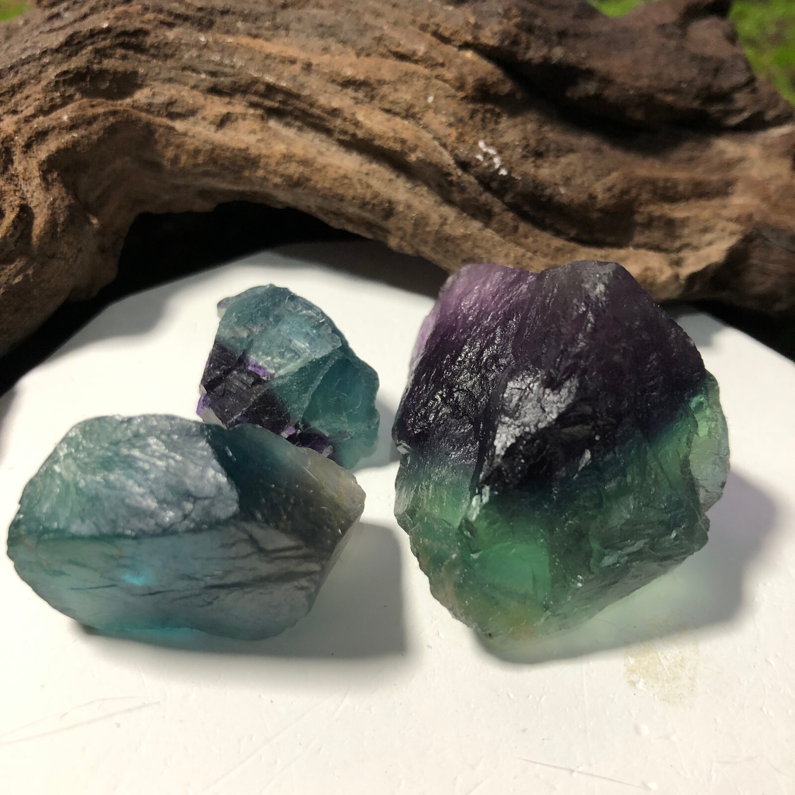 3x Raw Green Blue Fluorite Crystal Quartz Energy Healing Chakras 113g 3-5cm