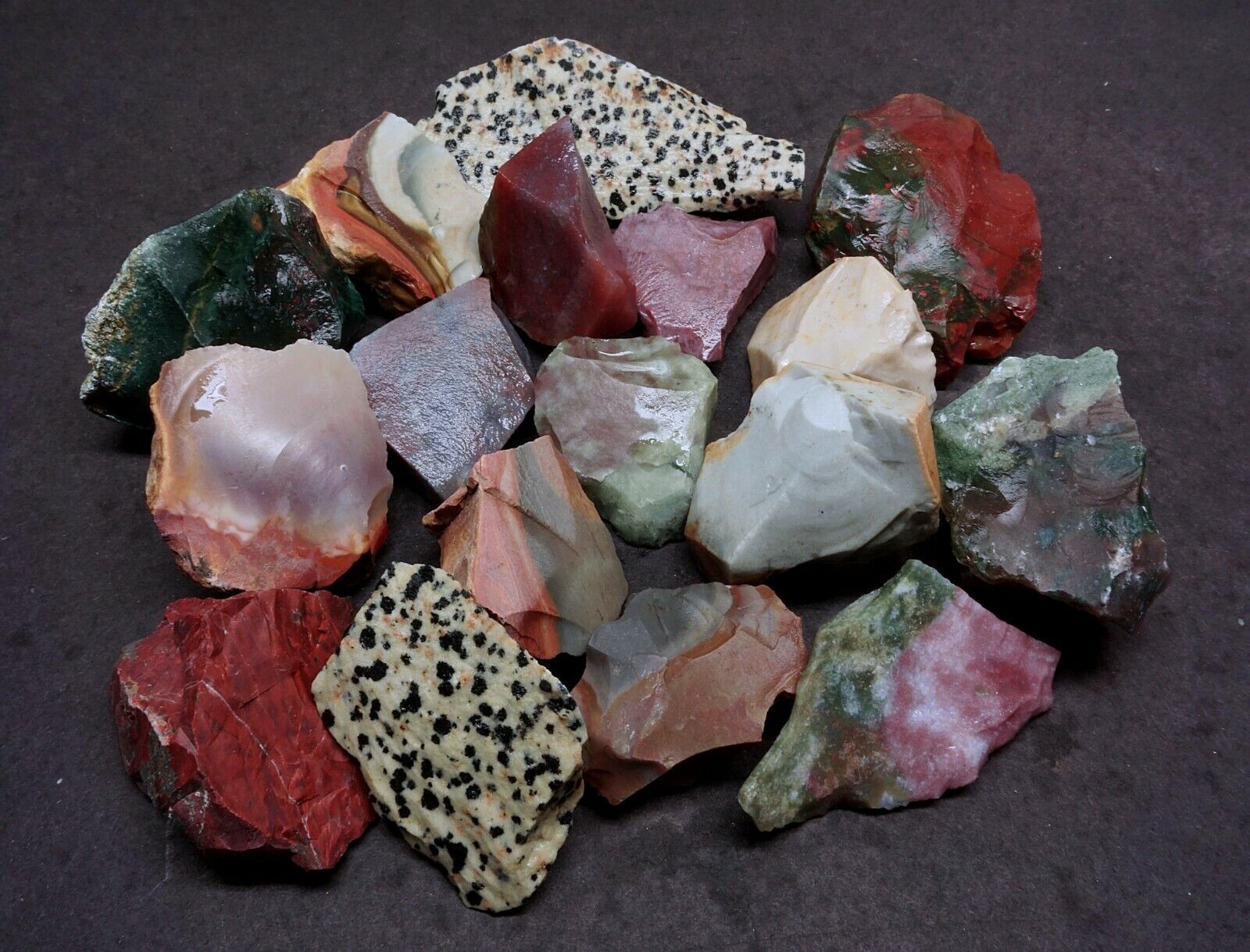 Jasper Mix 1 LB Dalmatian Fancy Polychrome & Zebra Jasper Natural Specimens