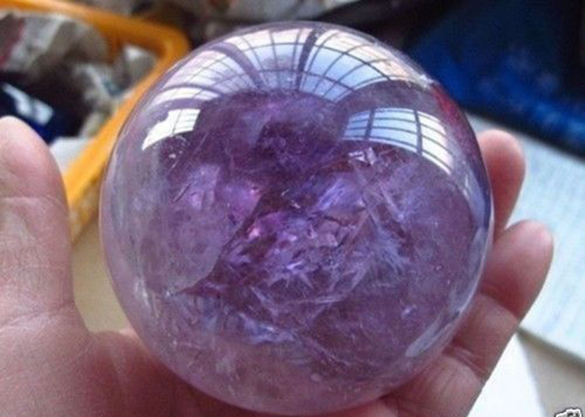 Natural Amethyst Quartz Crystal Sphere Ball Healing Stone 58mm-61mm + Stand
