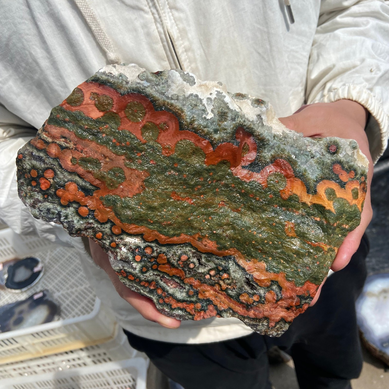 8lb Rare Natural colourful ocean jasper quartz crystal rough mineral specimen