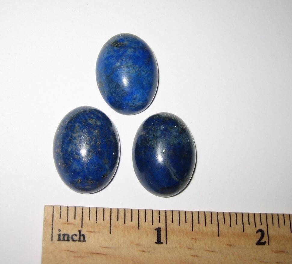 3 POLISHED NATURAL 20mm x 15mm OVAL SHAPE LAPIS LAZULI STONE CABOCHONS ~ 12g *2