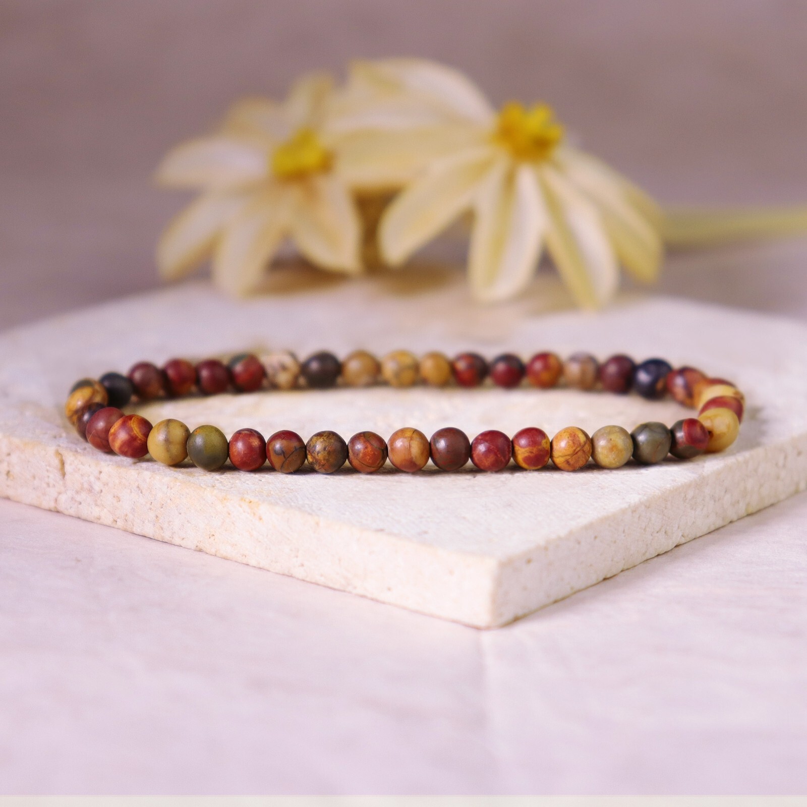 Handmade Grade A++ Gemstone 4mm Round Bead Stretchy Bracelet Reiki Chakra Unisex