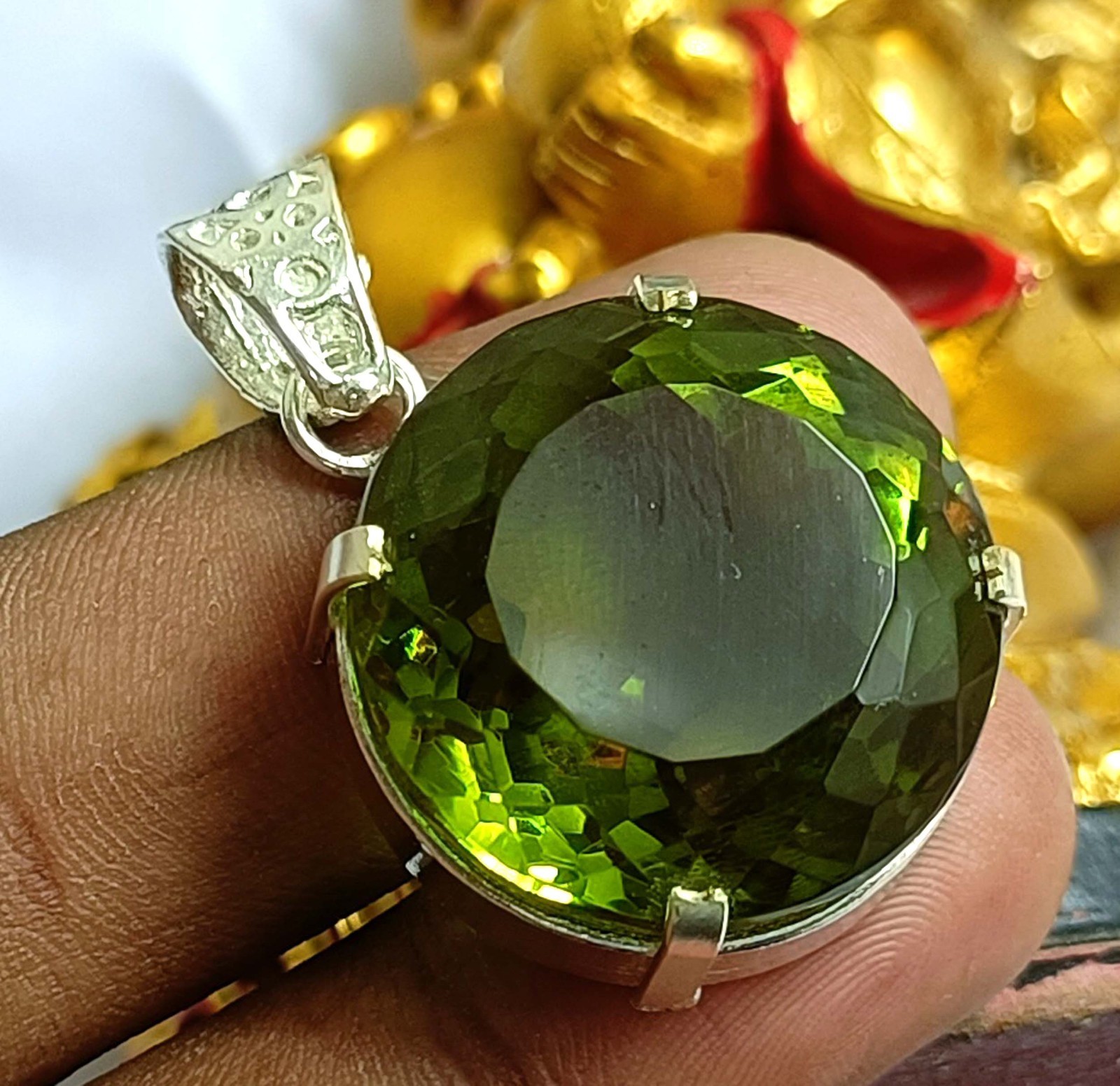 Natural Alexandrite Color Change 73.35 Ct 925 Solid Silver Pendant IGL Gems 5JST