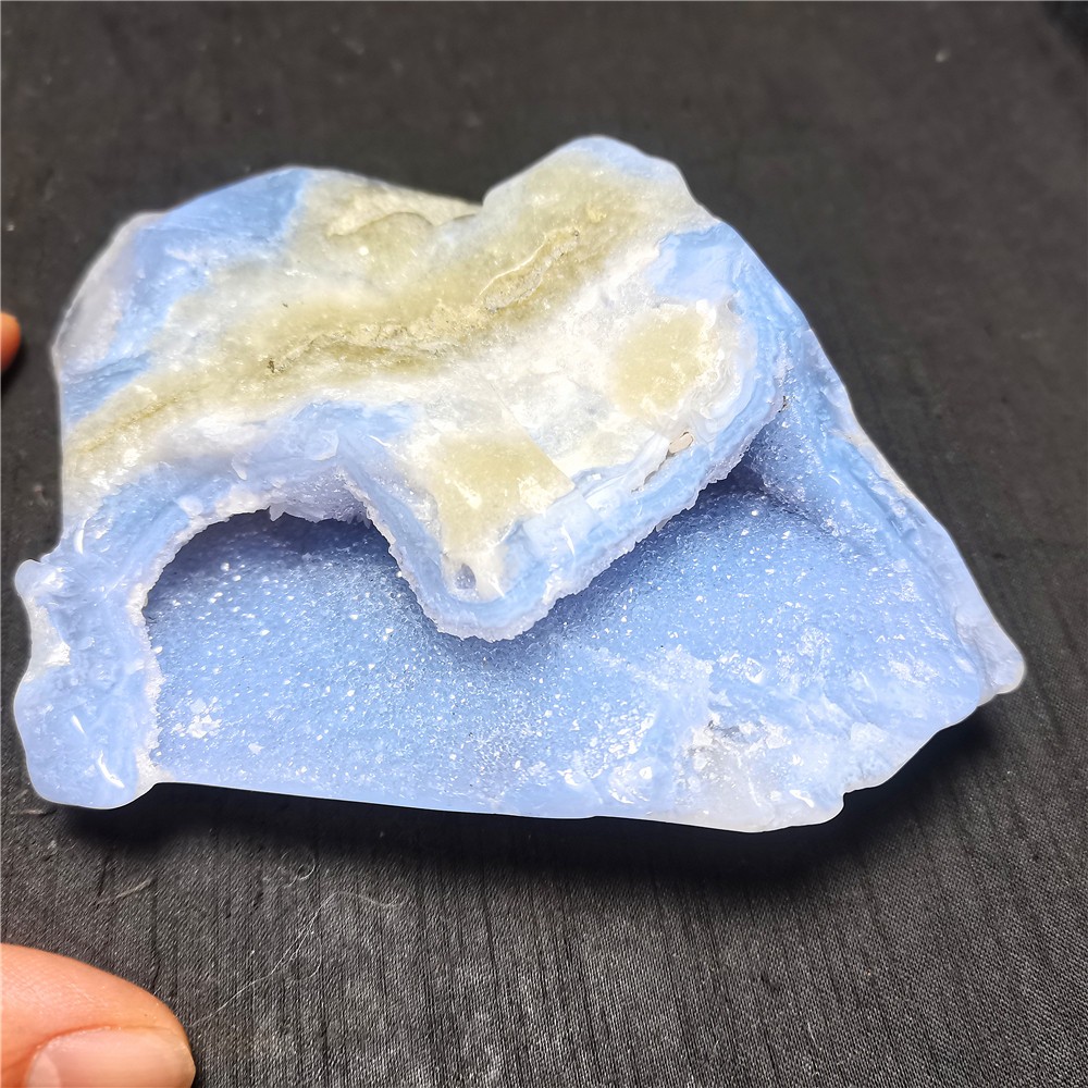 RARE 393.2g Natural Argentine Blue Agate Stone Geode Healing R2136