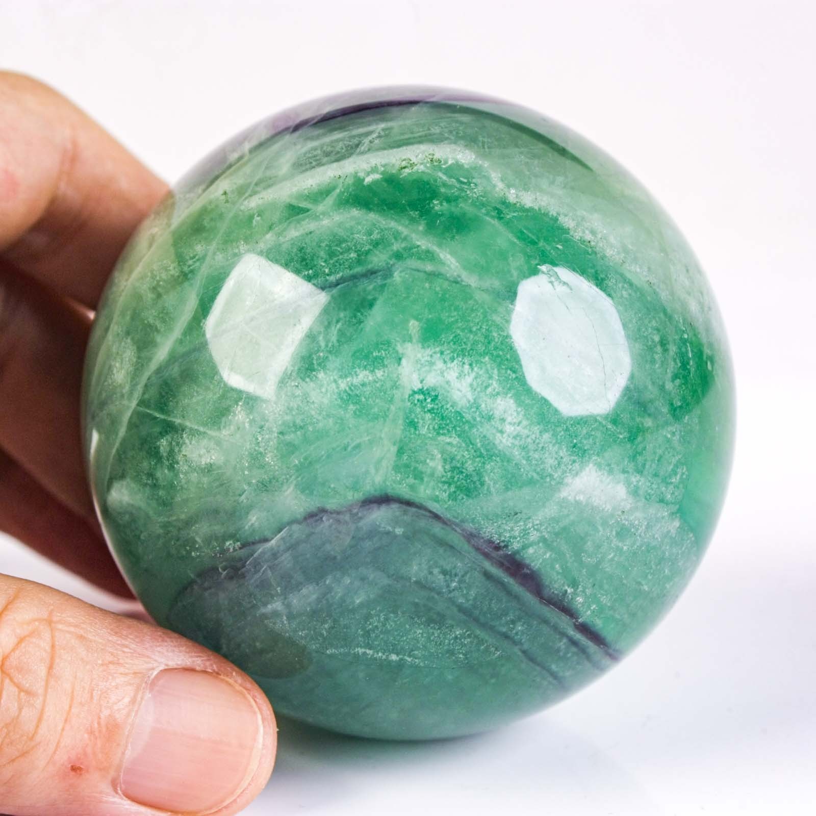 2.6″ 1.1LBS Rainbow Fluorite Sphere Crystal Ball Natural Banded Mineral Specimen