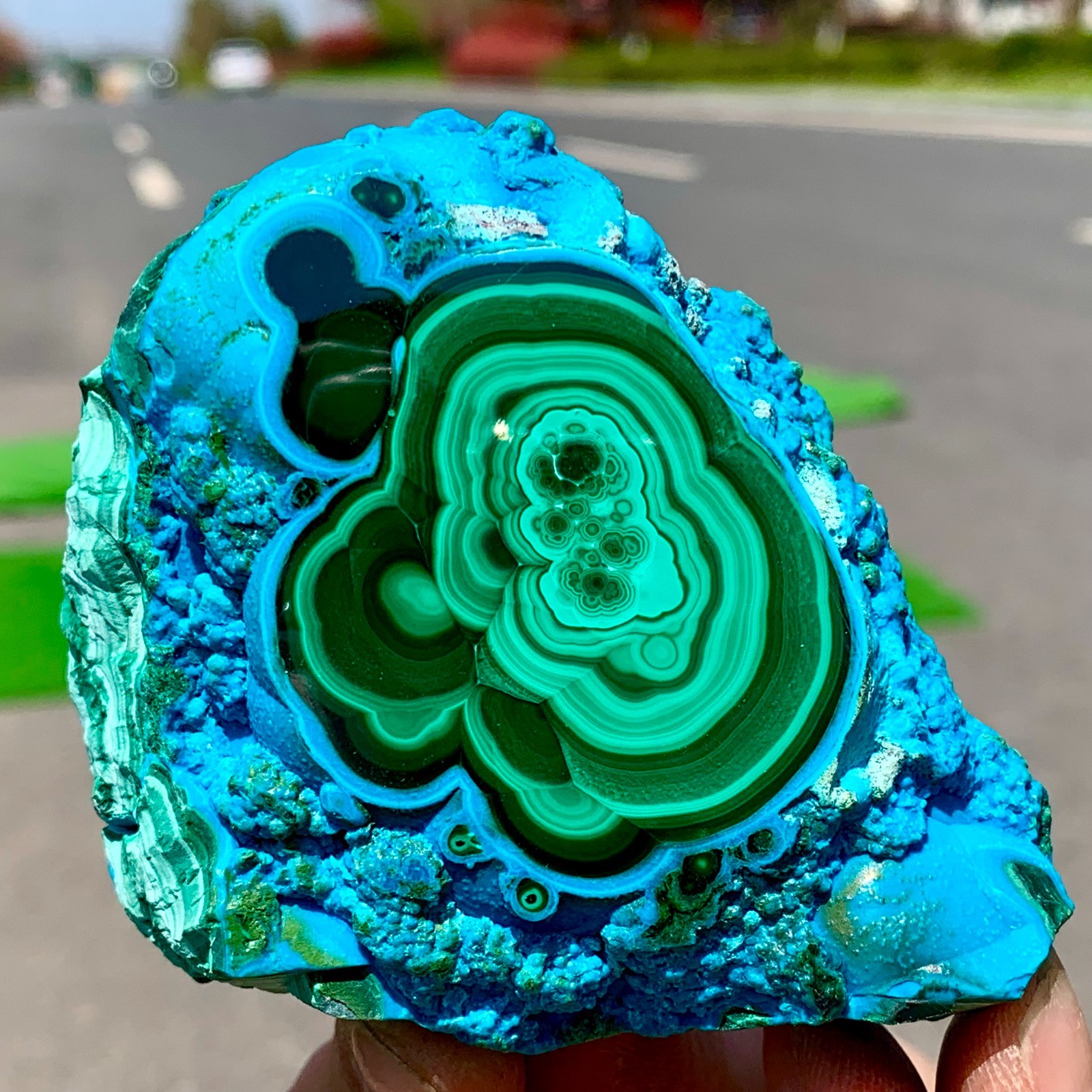 290G Natural Chrysocolla/Malachite transparent cluster rough mineral sample