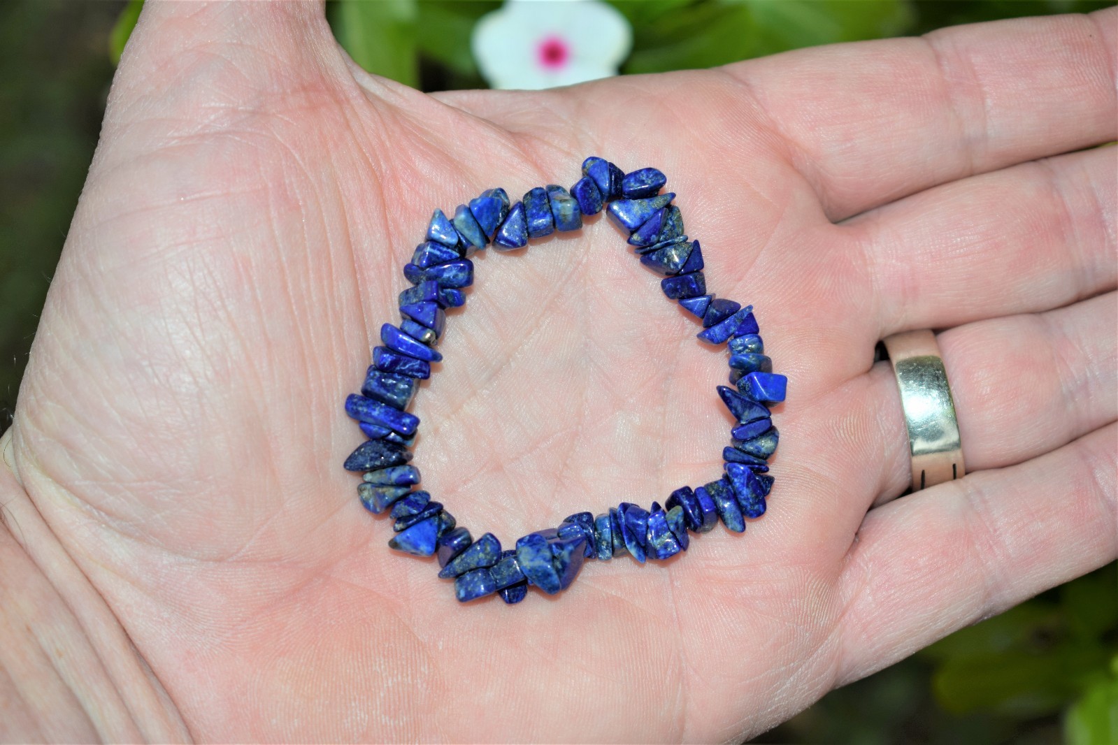 Premium CHARGED Lapis Lazuli Crystal Chip Stretchy Bracelet + Selenite Charger