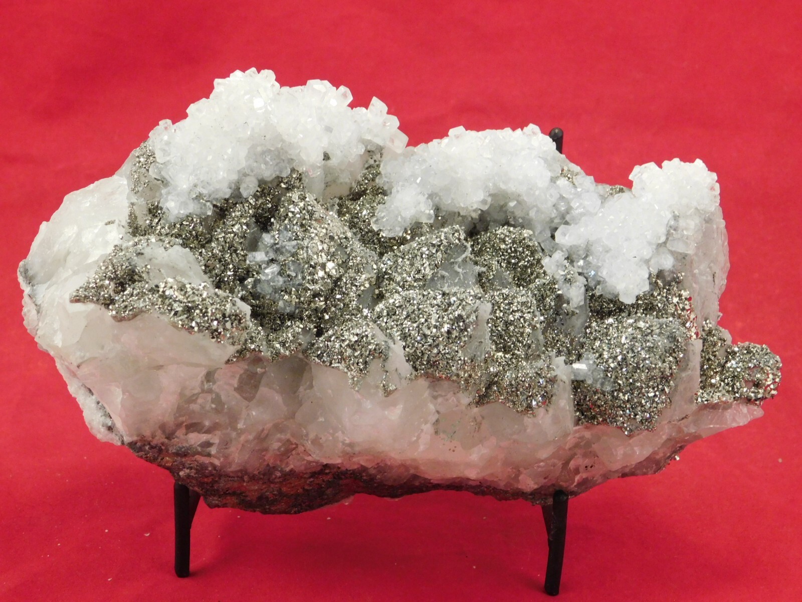 BIG! Pyrite Crystal Cluster on DOGTOOTH Calcite Crystals! From Mexico 1202gr