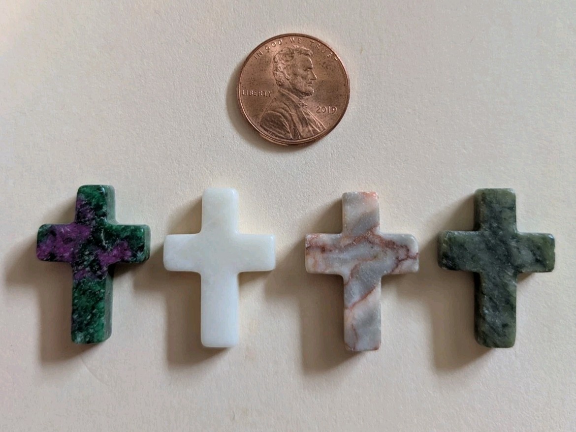 1″ Mini Crystal Crosses Natural Quartz Cross Shaped Worry Stones Charms – #13