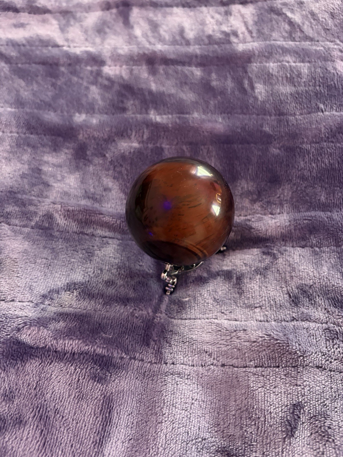Tiger’s Eye Sphere Pristine Condition Decorative Stand Included 2-1/4” Across