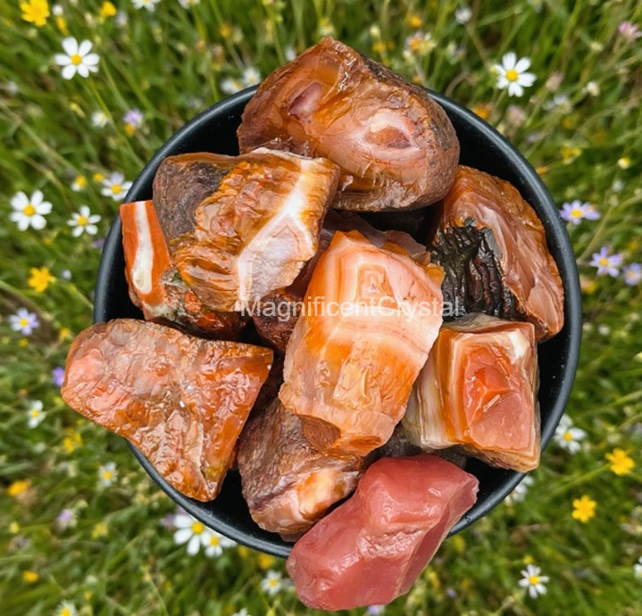 3PCS Natural Raw Carnelian Stone Red Crystal Healing Home Decor Energy Gifts