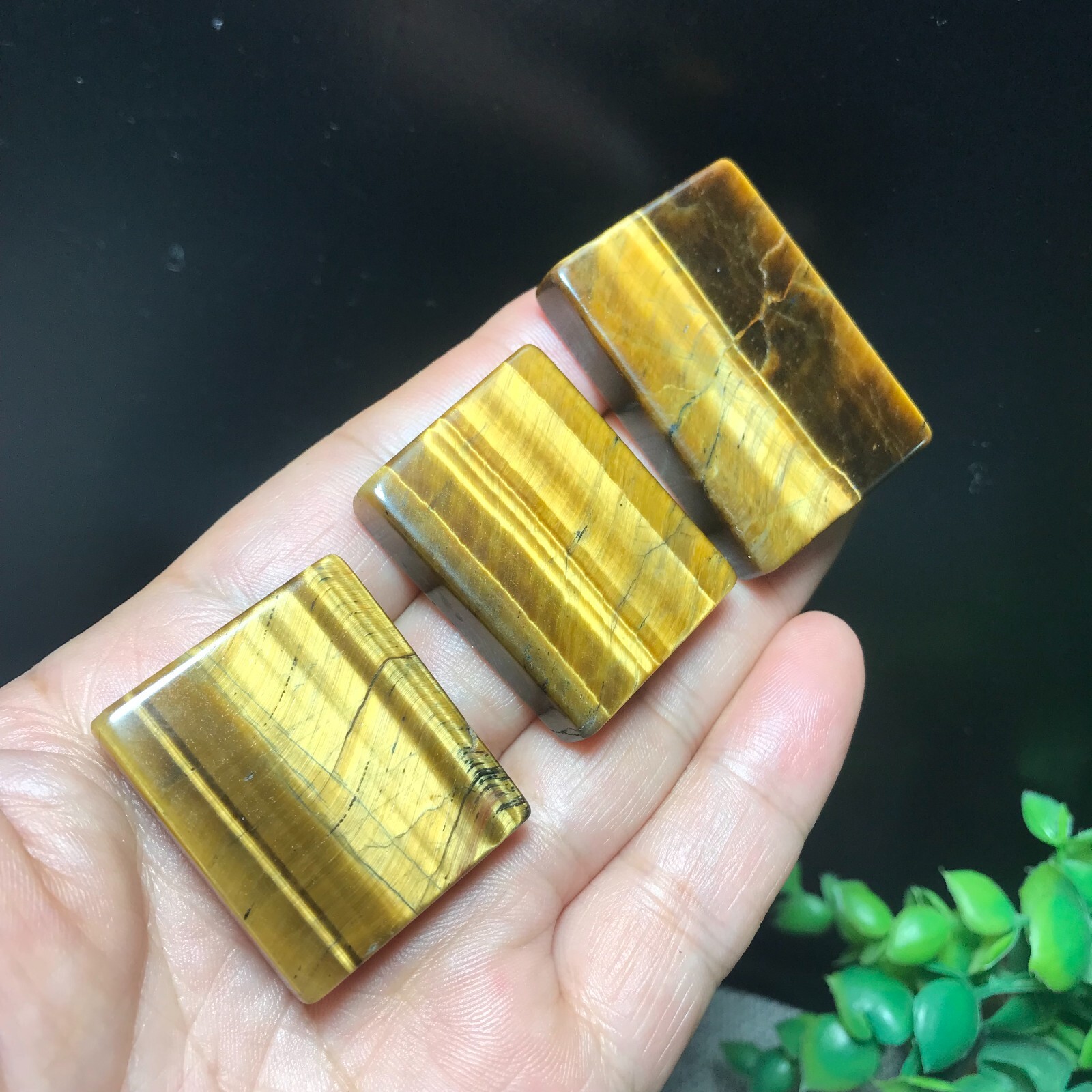 3pcs 58g Natural Tiger Eye Gemstone rectangular pendant 865