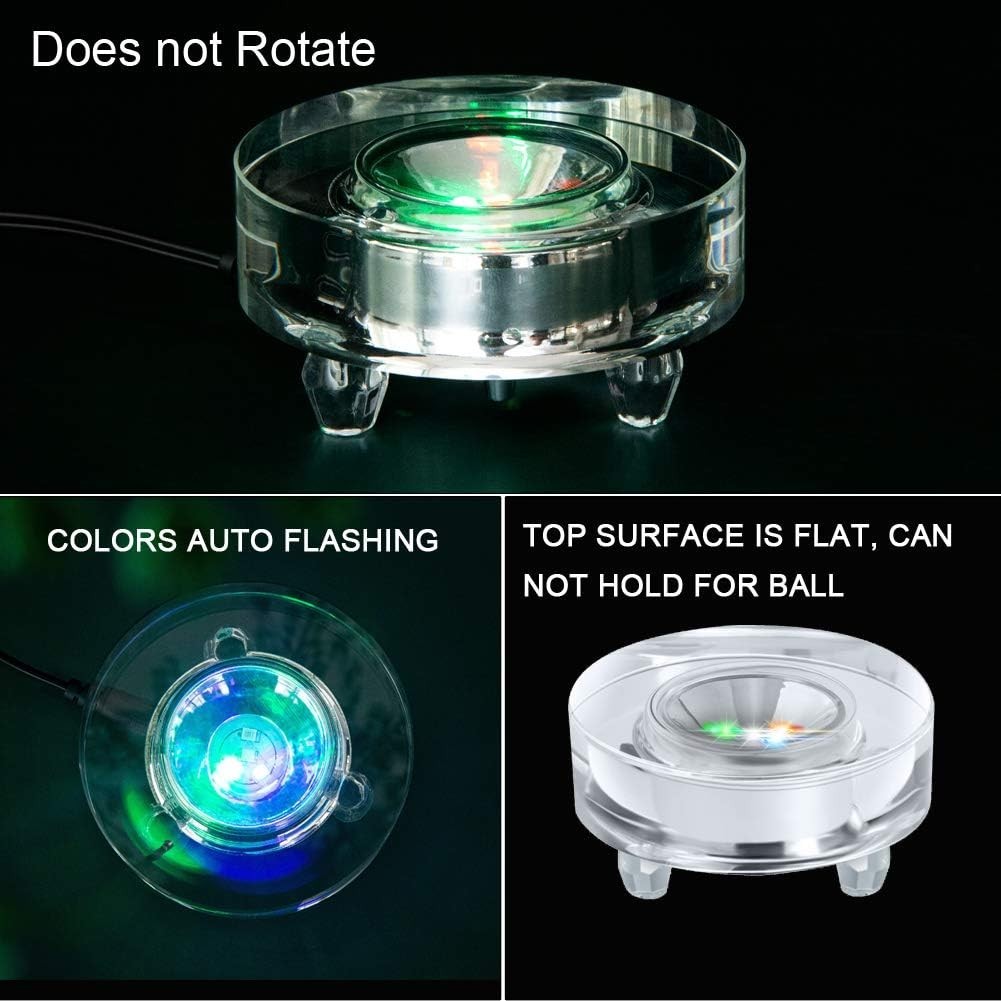 Round Crystal LED Display Stand – Multi-Color Light for Sculptures and Glass Art
