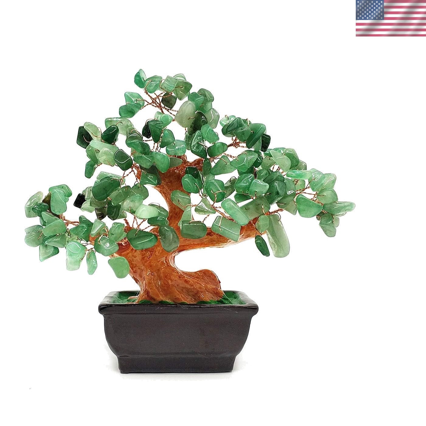 Adjustable Green Feng Shui Quartz Crystal Money Tree – Decorative Table Piece