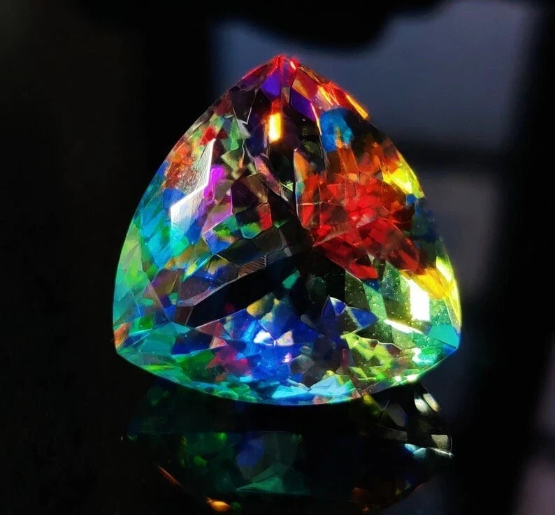 50.42 Ct+ Mystic Topaz Rainbow Color Natural Trillion Certified Loose Gemstone