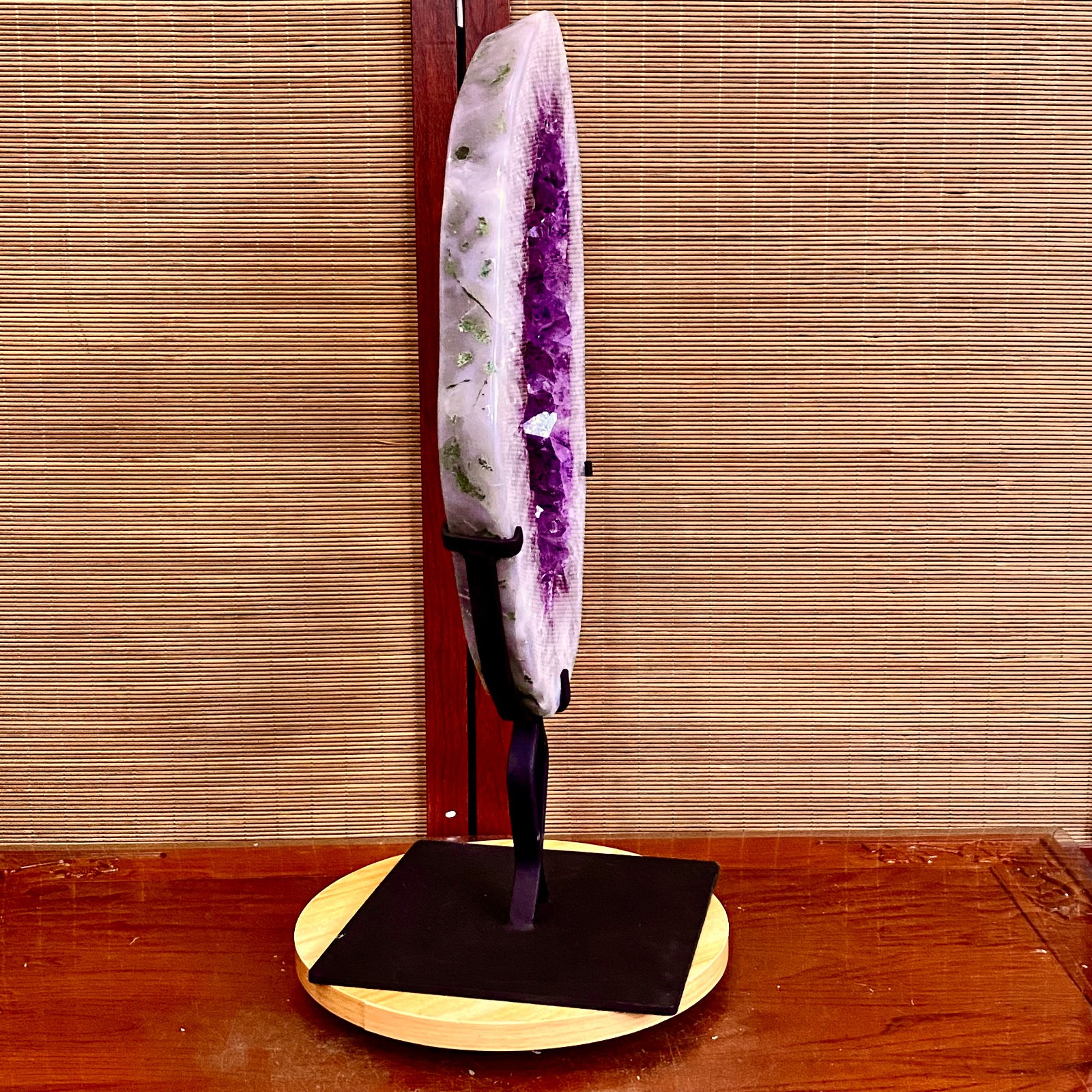 12.5LB Natural Amethyst Cave Crystal Slice Crescent shaped Hand Cut Repai