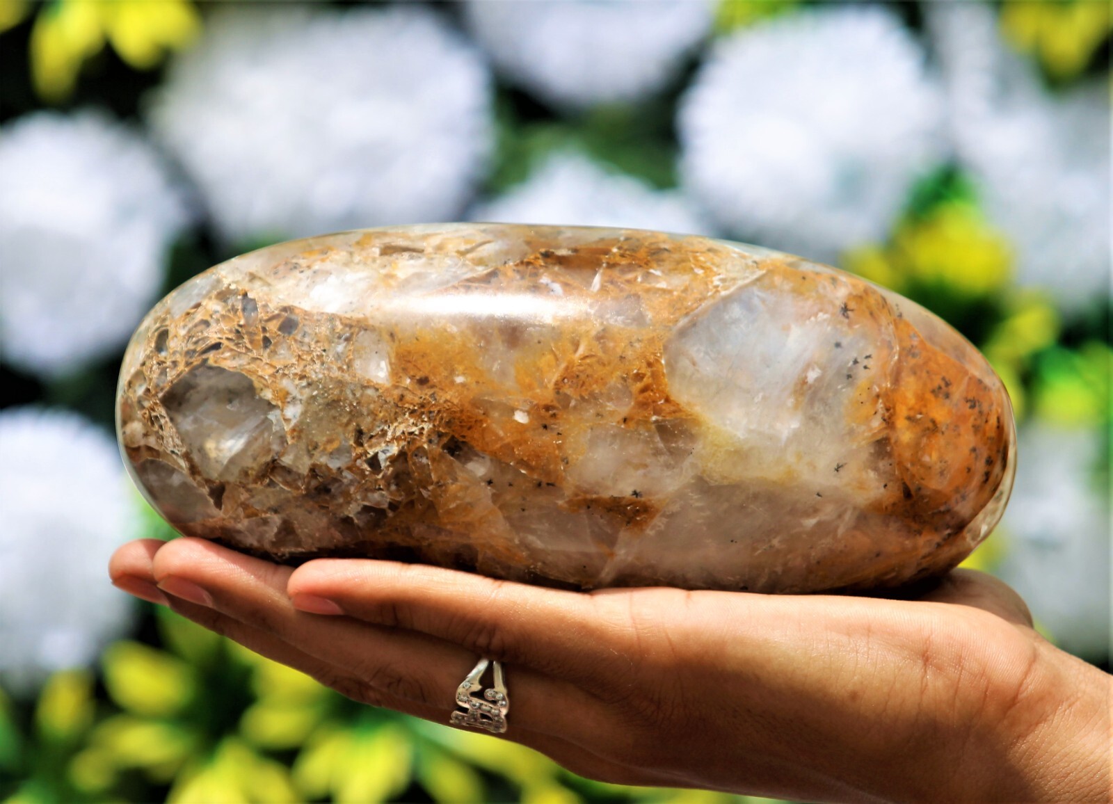 Large 180MM Fire Quartz Stone Healing Charged Metaphysical Sacral Chakra Lingam