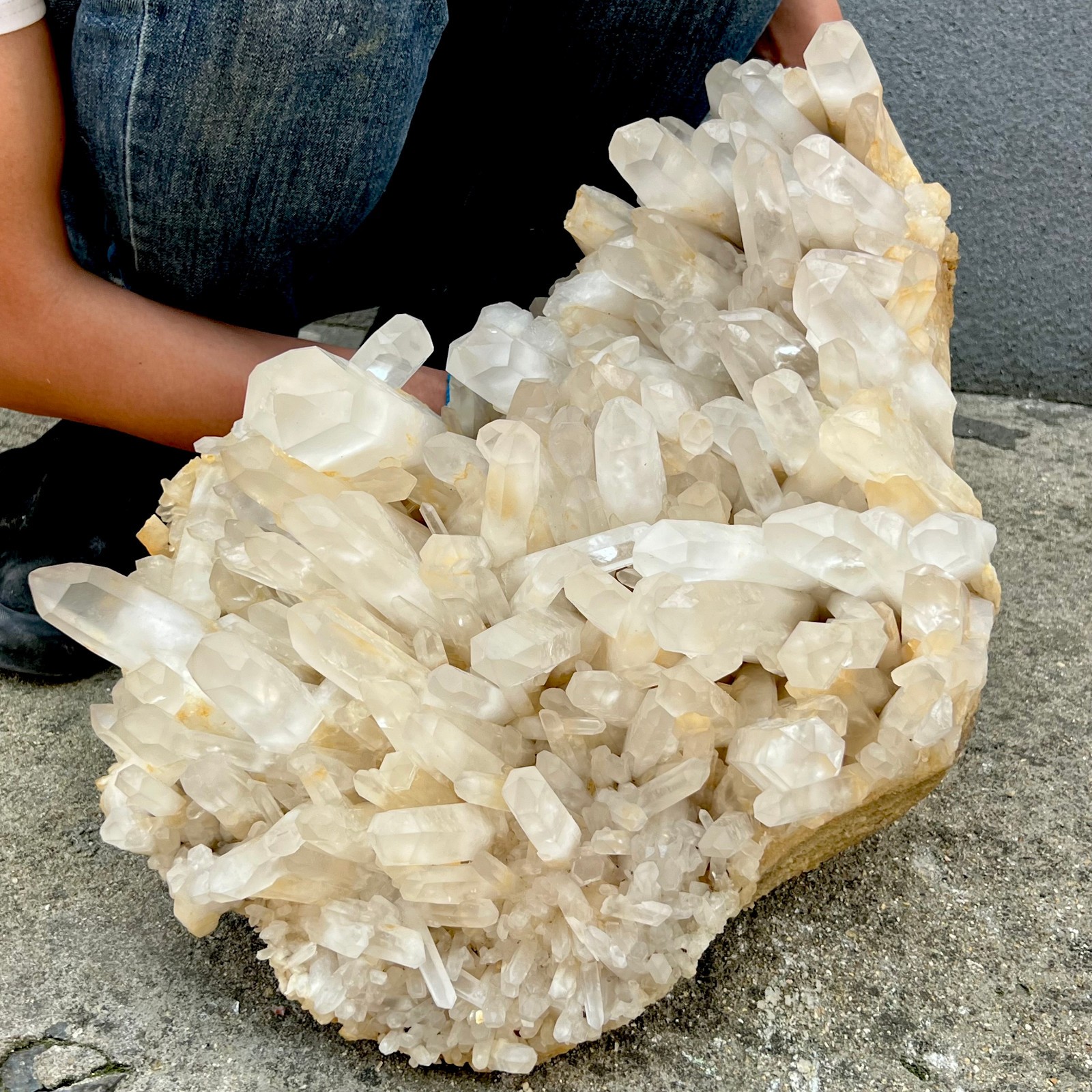 54LB New Find white Phantom Crystal Quartz Cluster Mineral Specimen Healing