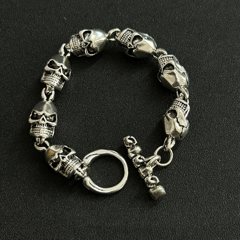 Fashion Jewelry Silver Skull Link Chain Stainless Men’s Bracelet 1PC