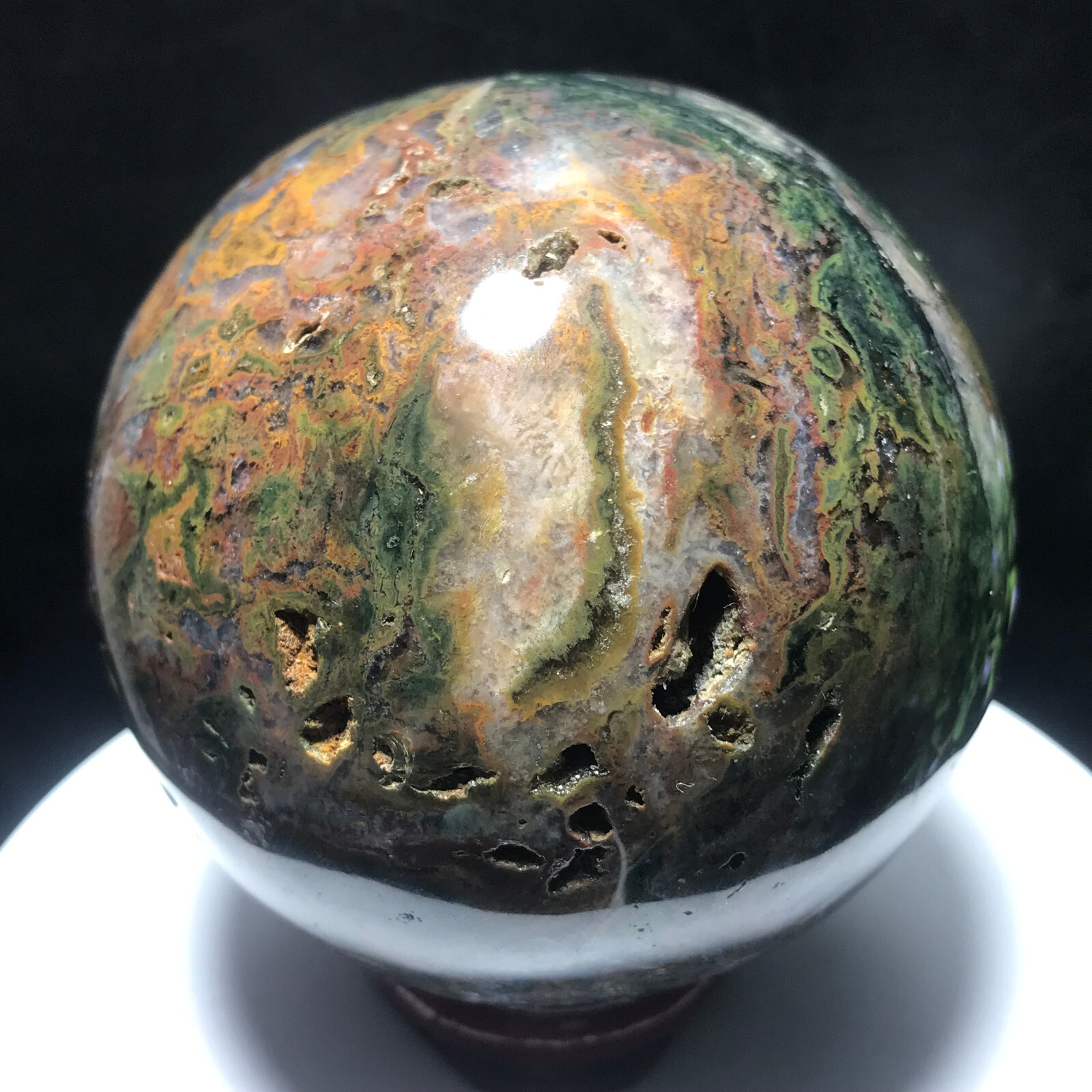 515g 73mm Colourful Ocean Jasper Quartz Crystal Ball Specimen Healing 63