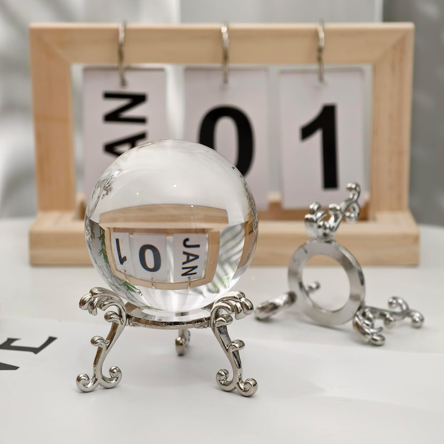 5 Pcs 2.75In Alloy Metal Crystal Ball Stand – Silver Display Sphere Holder for S